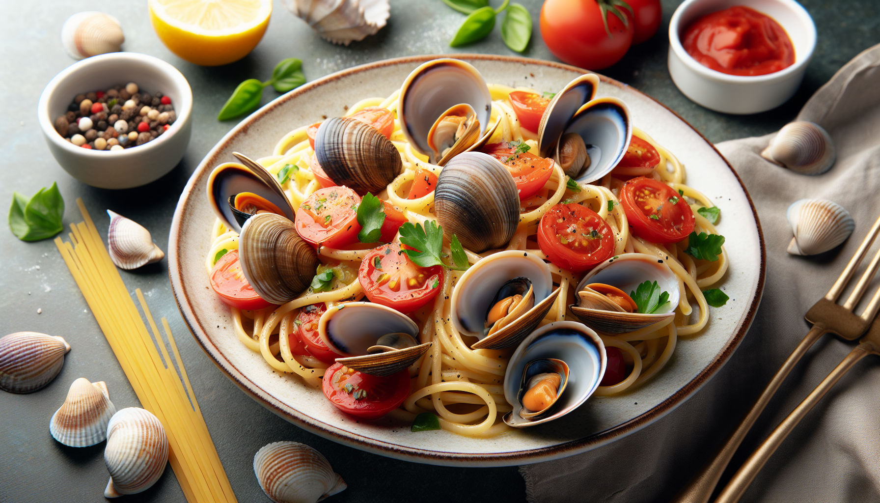 pasta con vongole e pomodoro